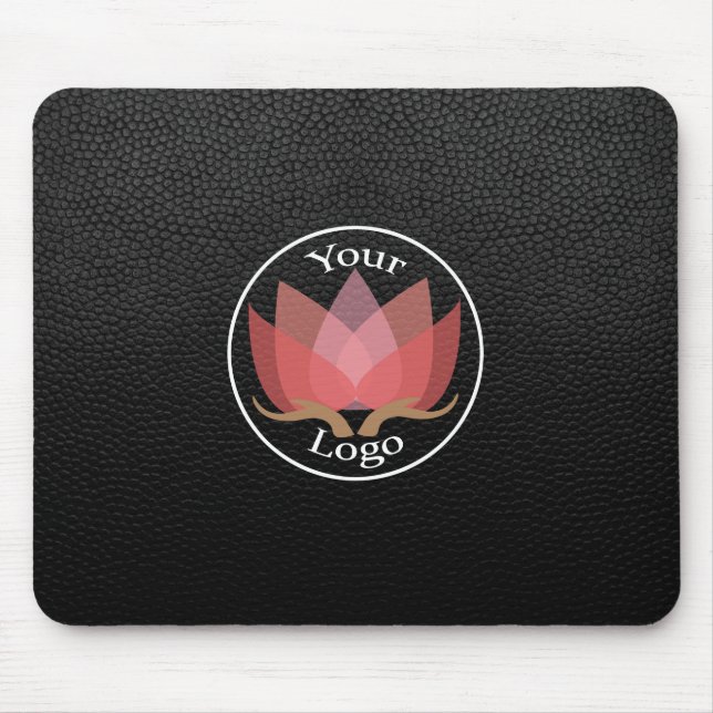 Black Leather Custom LOGO Mouse Mat (Front)