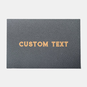 BLACK LEATHER CUSTOM NAME DOOR MAT