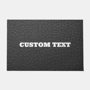 BLACK LEATHER CUSTOM SIGN DOOR MAT
