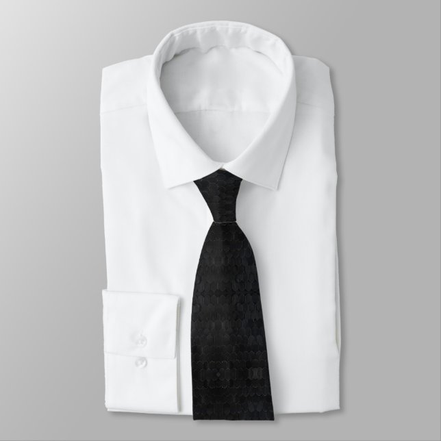Black leather design tie (Tied)