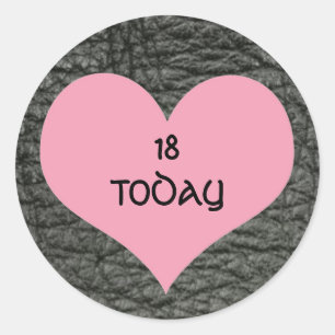 Black Leather Effect 18 Today Classic Round Sticker