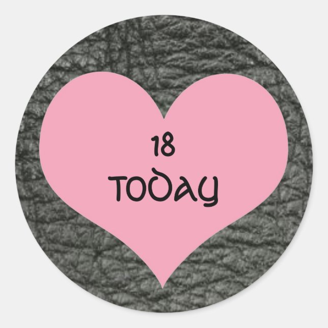 Black Leather Effect 18 Today Classic Round Sticker (Front)