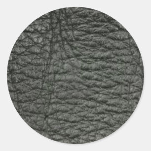 Black Leather Effect Classic Round Sticker
