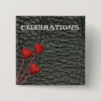Black Leather Effect Pin With Hearts