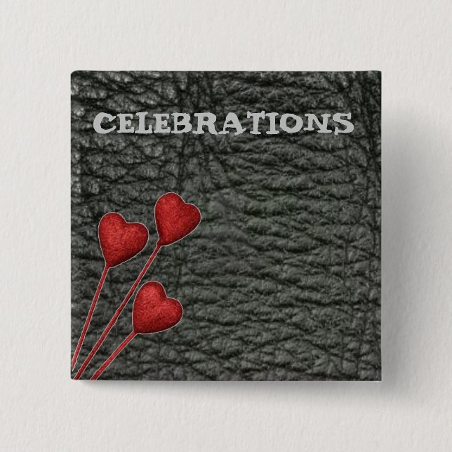 Black Leather Effect Pin With Hearts (Front)