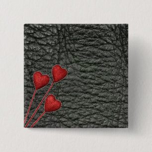 Black Leather Effect Pin With Hearts