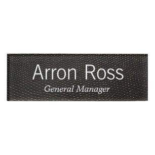 Black Leather Employee Staff Magnetic Name Tag