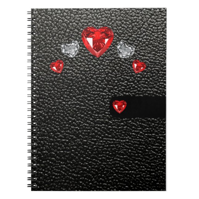black leather fake style with red stones and white notebook (Front)