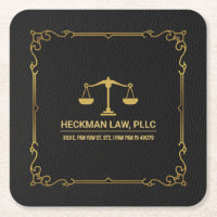 Black Leather Gold Justice Scale Vintage Frame