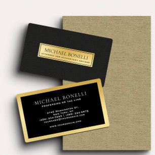 Black Leather Gold Label CORPORATE PROFESSIONAL Business Card
