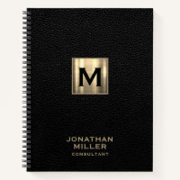 Black Leather Gold Monogram