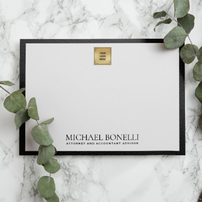 Black Leather Gold SQUARE Logo Name Professional  Card (Creator Uploaded)