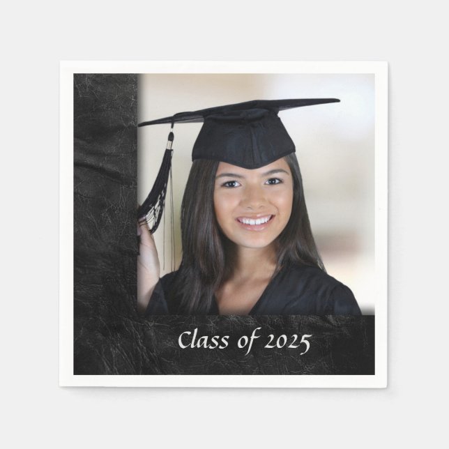 Black leather graduation frame napkin (Front)