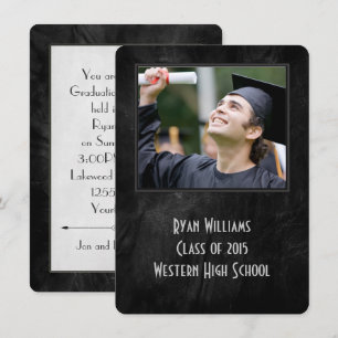 Black Leather Graduation Invitation