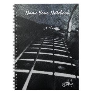 Black Leather Grunge Bass Guitar Personalised Notebook