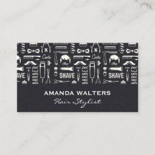Black Leather   Hair Stylist Illustrations Business Card