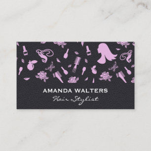 Black Leather   Hair Stylist Patterns Business Card