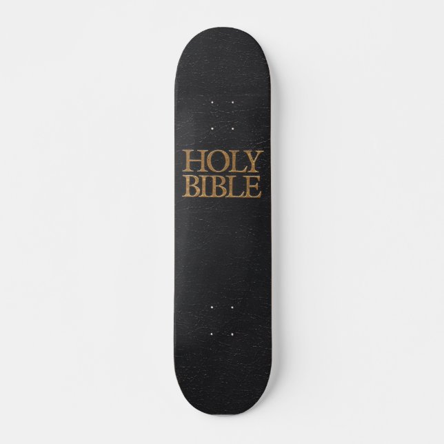 Black Leather Holy Bible Cover Skateboard (Front)