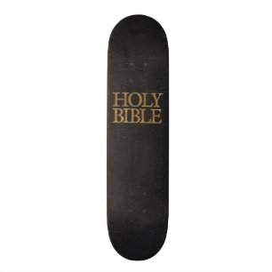 Black Leather Holy Bible Cover Skateboard