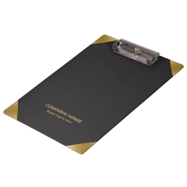 Black leather image print with gold accents clipboard (Angled)