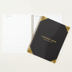 Black leather image print with gold accents Planner