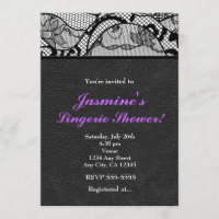 Black Leather & Lace Lingerie Shower Invitation