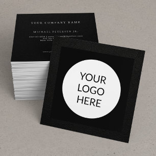 Black leather logo personalised  square business card
