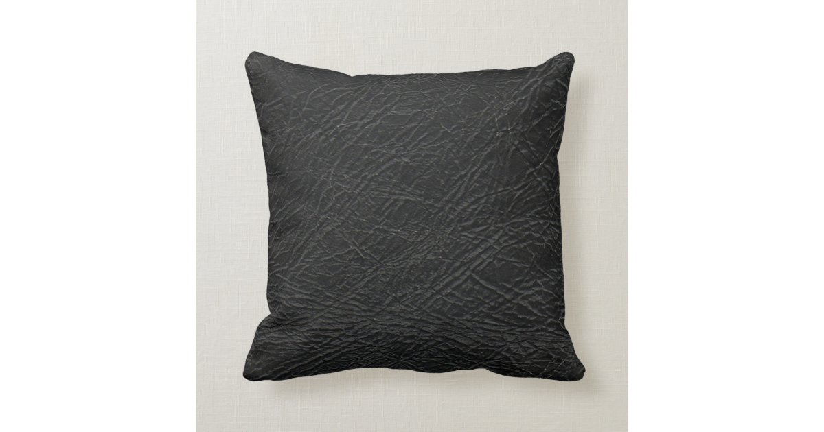 black leather look cushion Zazzle.co.uk