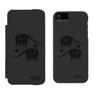 Black Leather Look Elephant Illustration Incipio Watson™ iPhone 5 Wallet Case