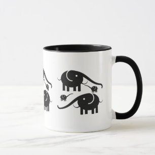 Black Leather Look Elephant Illustration Mug
