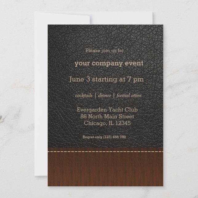 Black leather look invitation (Front)