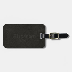 Black Leather Look Luggage Tag