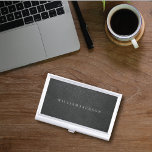Black Leather Look Minimal Business Card Holder<br><div class="desc">A business card holder with a digital graphic design to resemble a leather texture for any profession,  customise with your personal information.</div>