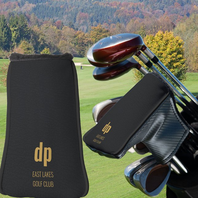 Black Leather Look Monogram Custom Name Putter Golf Head Cover (Creator Uploaded)