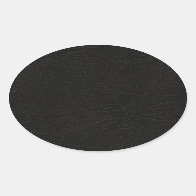 Black Leather Look Oval Sticker (Front)