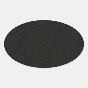 Black Leather Look Oval Sticker