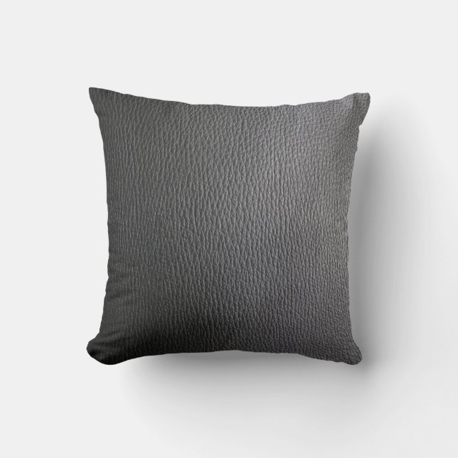 Black Leather Look Pattern Cushion (Front)