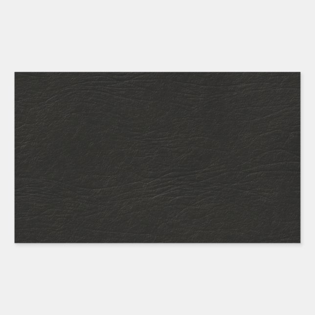 Black Leather Look Rectangular Sticker (Front)