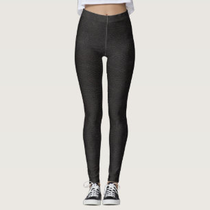 Black leather look trompe l'oeil leggings