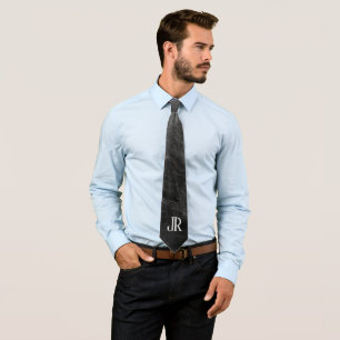 black leather look  with customized monogram tie