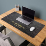 BLACK Leather Masculine Personalised Elegant NAME Desk Mat<br><div class="desc">The design features a digital graphic image to simulate a leather texture and this template can be customised to meet all professional occupations. This elegant and sophisticated BLACK faux leather notebook is a perfect office gift for coworkers. Perfect for professional look desk or office for any profession. PLEASE NOTE: LEATHER...</div>