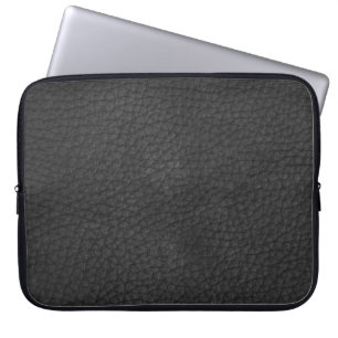Black Leather Masculine Rustic Skin Laptop Sleeve