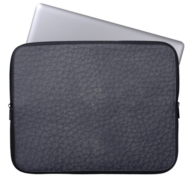 Black Leather Masculine Rustic Skin Laptop Sleeve (Front)