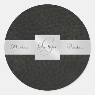 Black Leather  Monogram Wedding Sticker