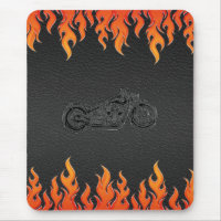 Black Leather Orange Flames Chrome Motorcycle