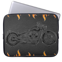 Black Leather Orange Flames Hot Fire Motorcycle