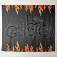 Black Leather Orange Flames Motorcycle Biker Party