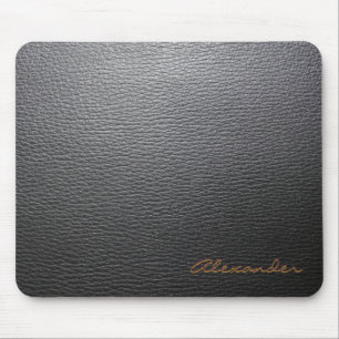 Black Leather Pattern- Custom Monogram Mouse Mat