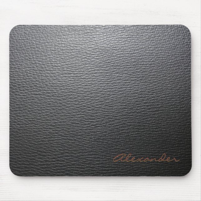 Black Leather Pattern- Custom Monogram Mouse Mat (Front)