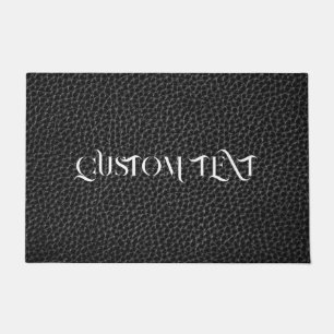 BLACK LEATHER PERSONALIZED DOOR MAT